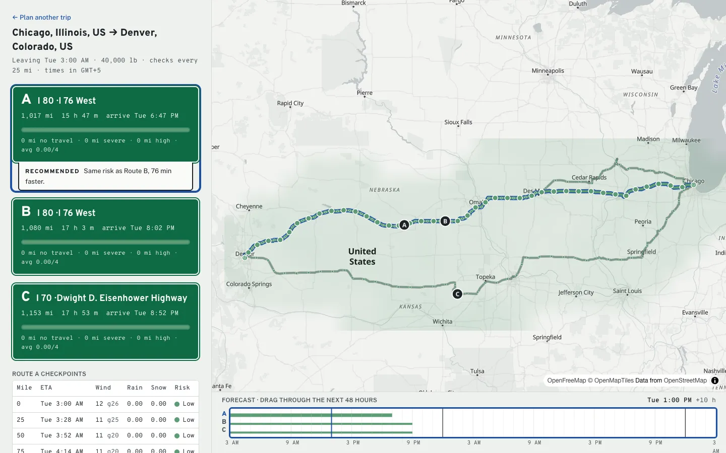 Weather-aware truck routing